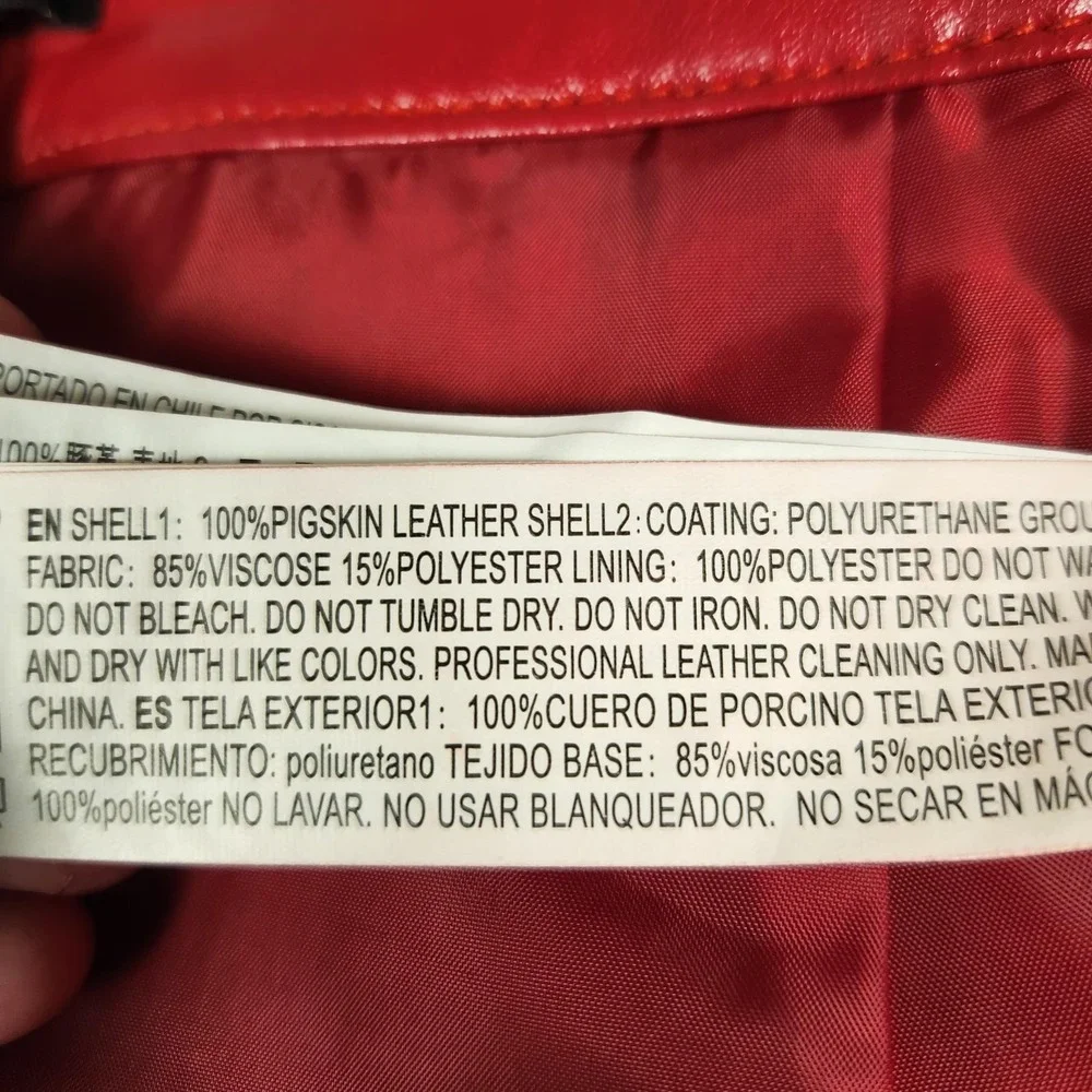 Forever 21 Skirt‎ Womens 28 Red Leather Patchwork Snap Button Front Mini Lined